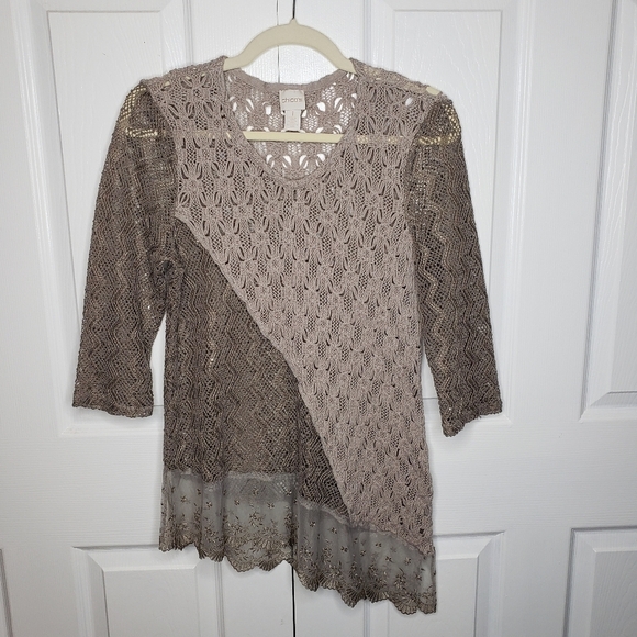 Chicos Nora Texture Mix Modern Pullover Top Sweater Asymmetrical Hem Small 1 - Picture 11 of 16
